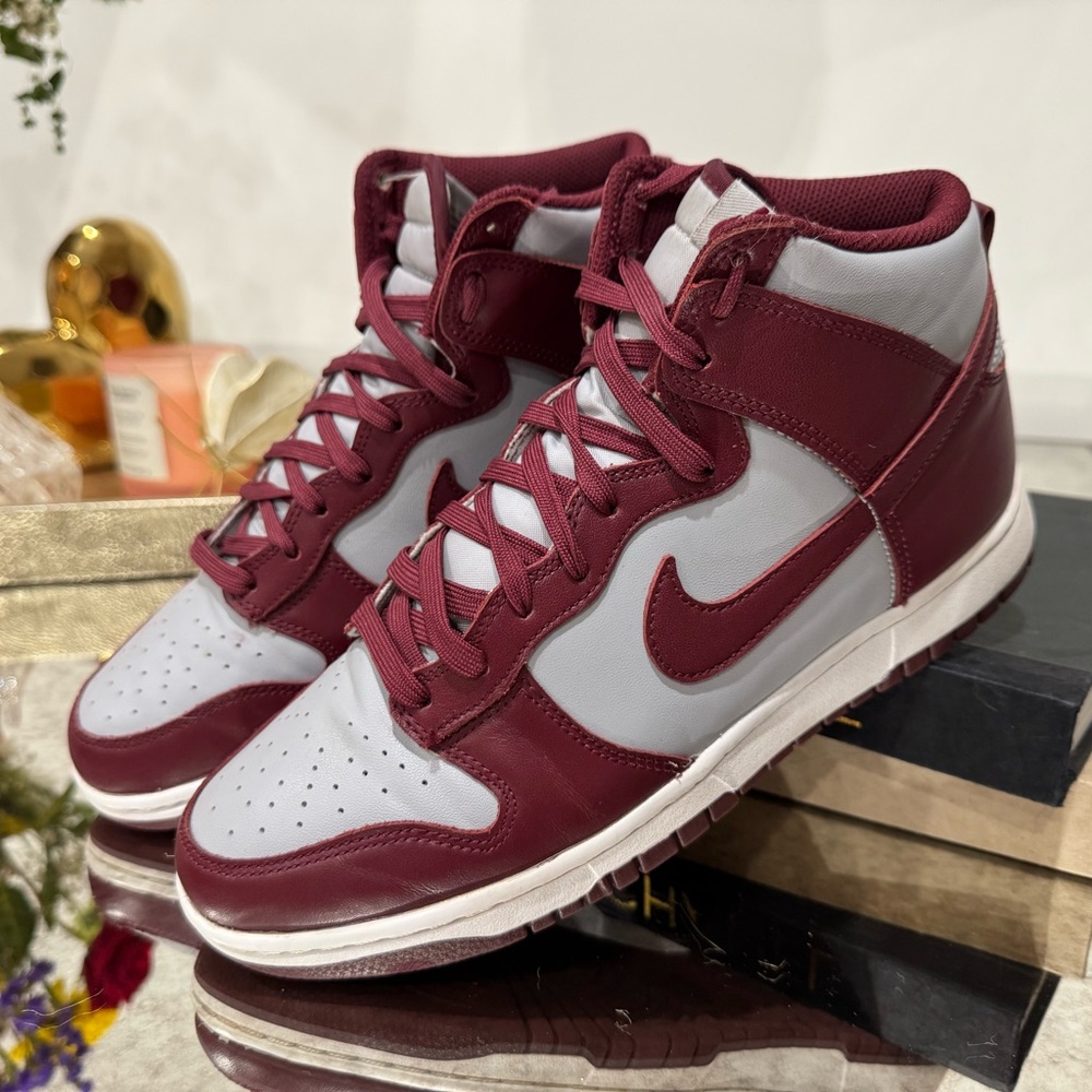 Nike Burgundy and Light Gray High-Tops